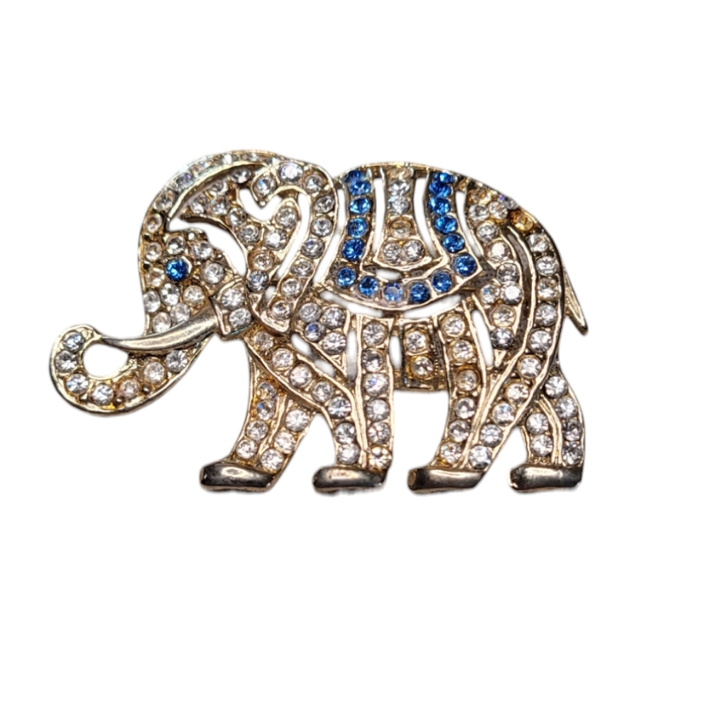 Vintage Rhinestone Elephant Brooch